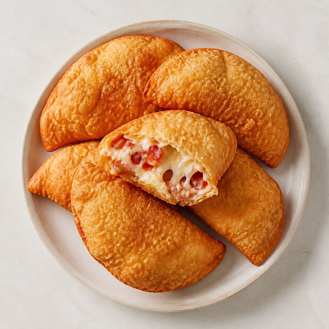 Panzerottis de pollo, jamón y antioqueño